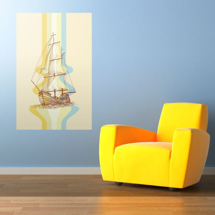 colorful galleon ship wallpaper