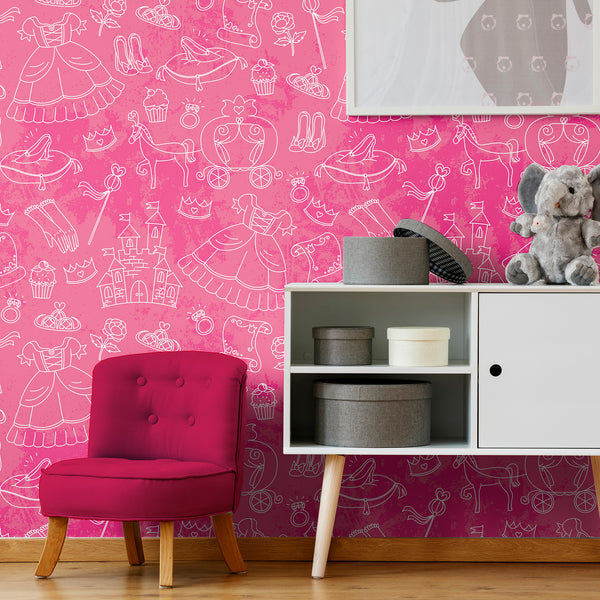 little princess bedroom with Pink Royalty Children wallpaper