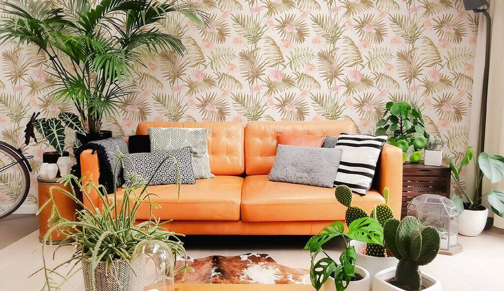 Natural Botanical Floral Fabric Removable Wallpaper
