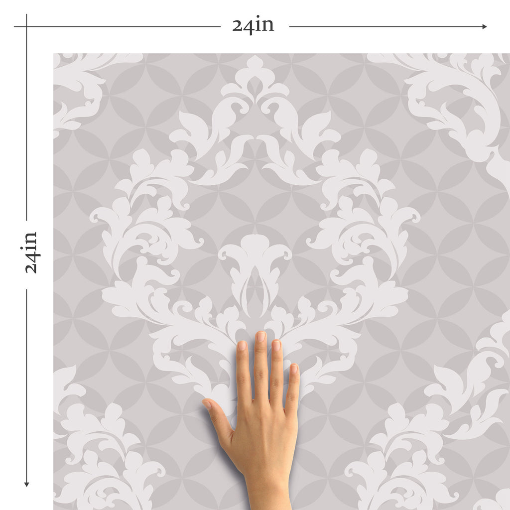 Grey Damask Peel and Stick Removable Wallpaper 1864 | Walls by Me