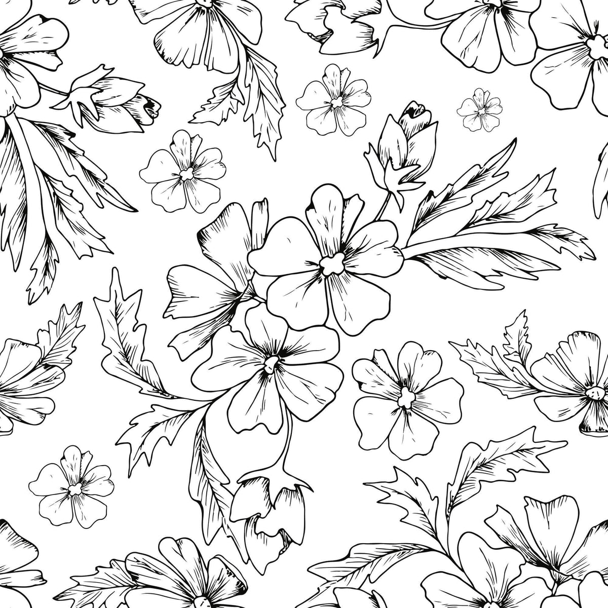 Black & White Textured Floral Wallpaper | Walls By Me