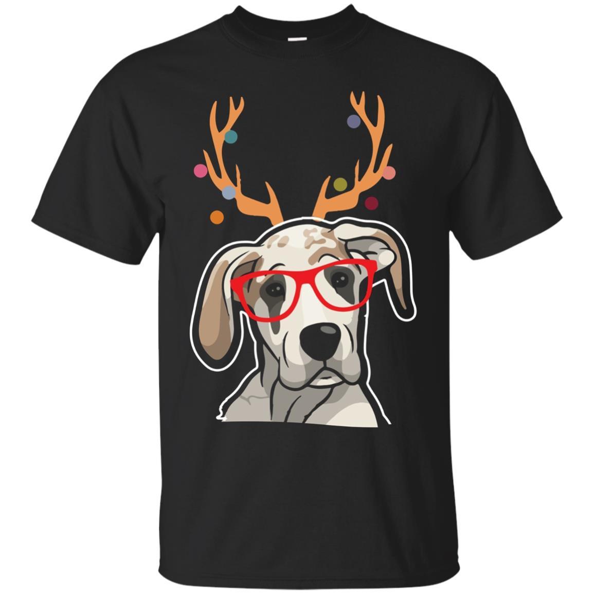 Great Dane Christmas Shirt Funny Dog With Antlers Gifts