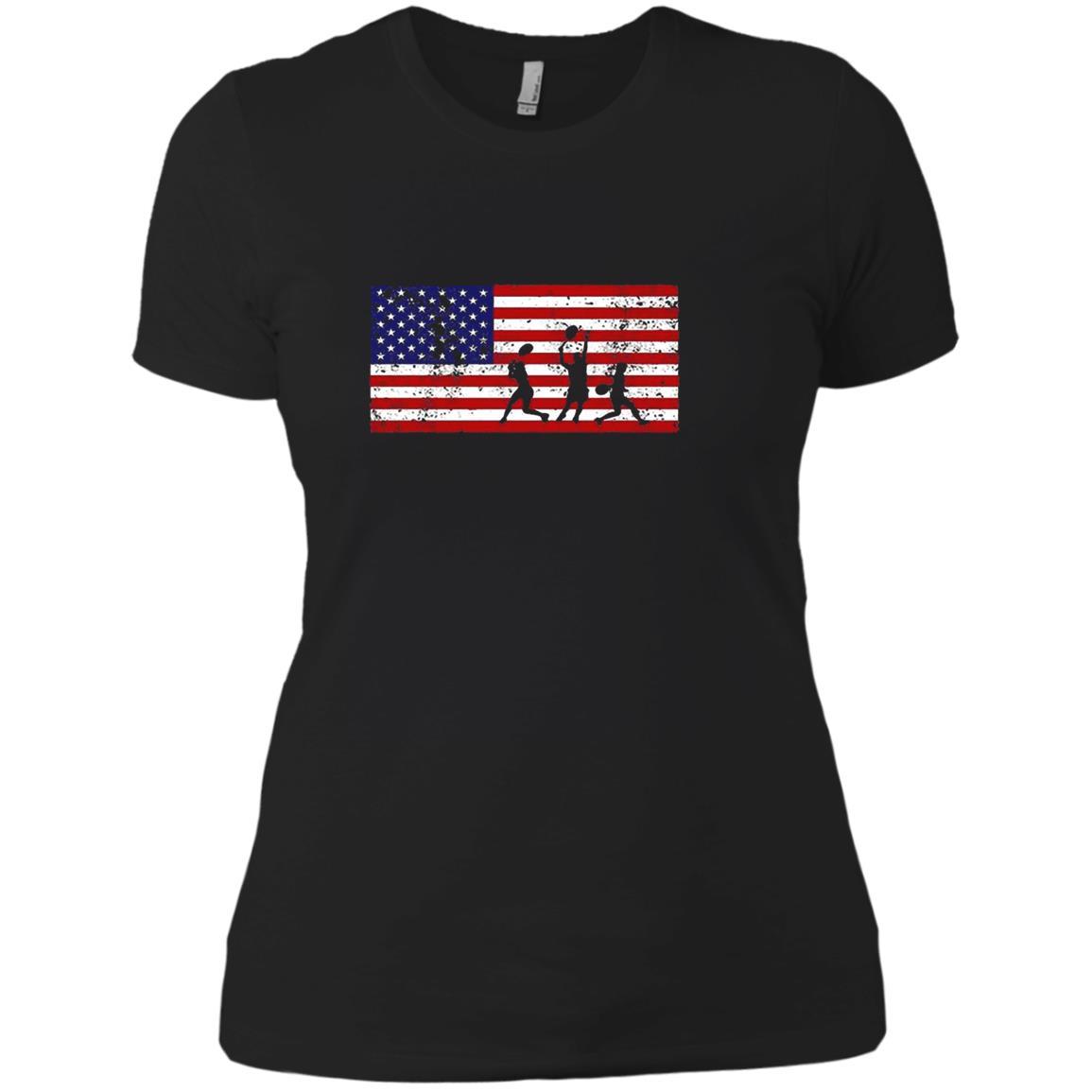 American Flag Tennis Patriotic Vintage Retro T Shirt