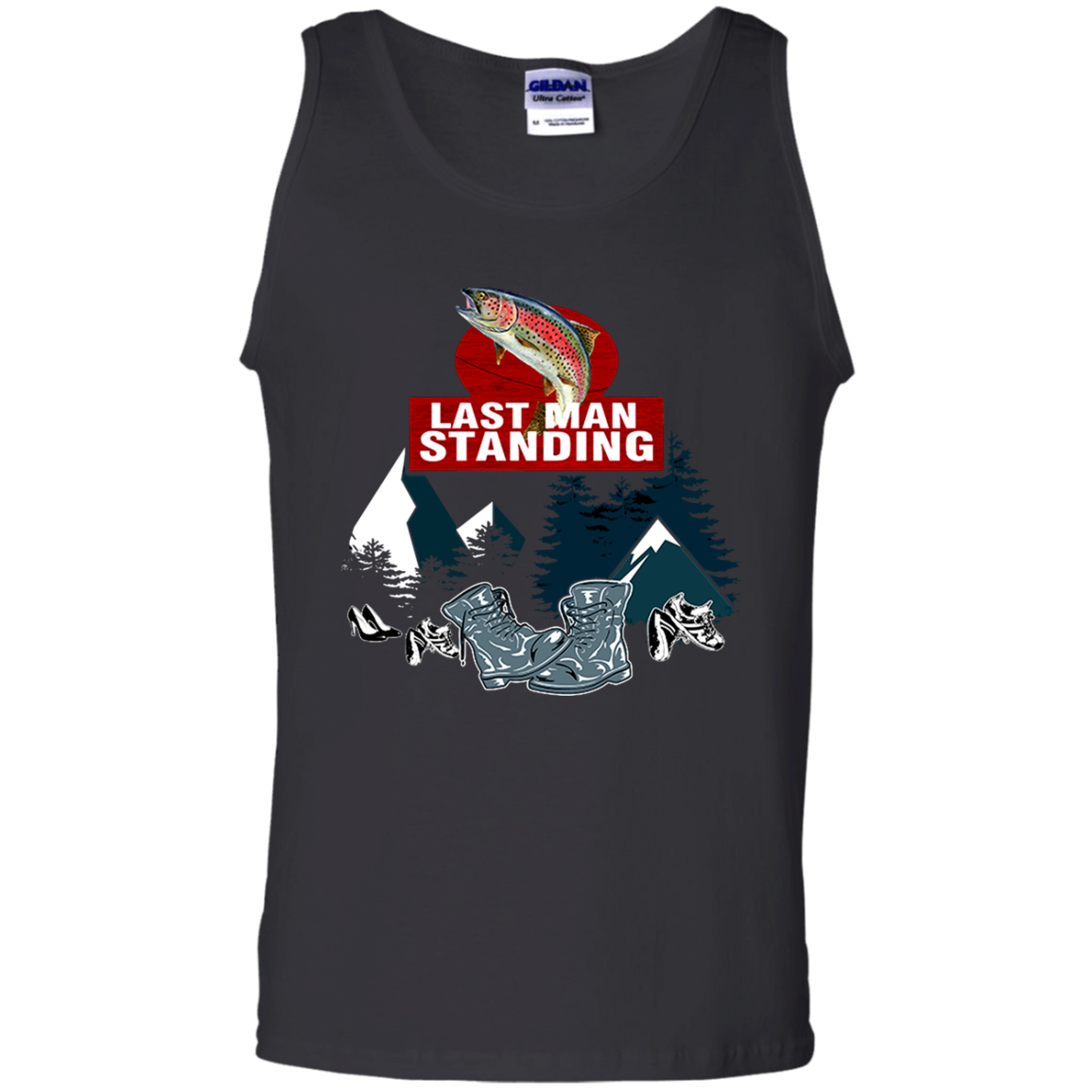 Last Man Standing Tee Love Camping Fishing Shirt G220 Tank Top