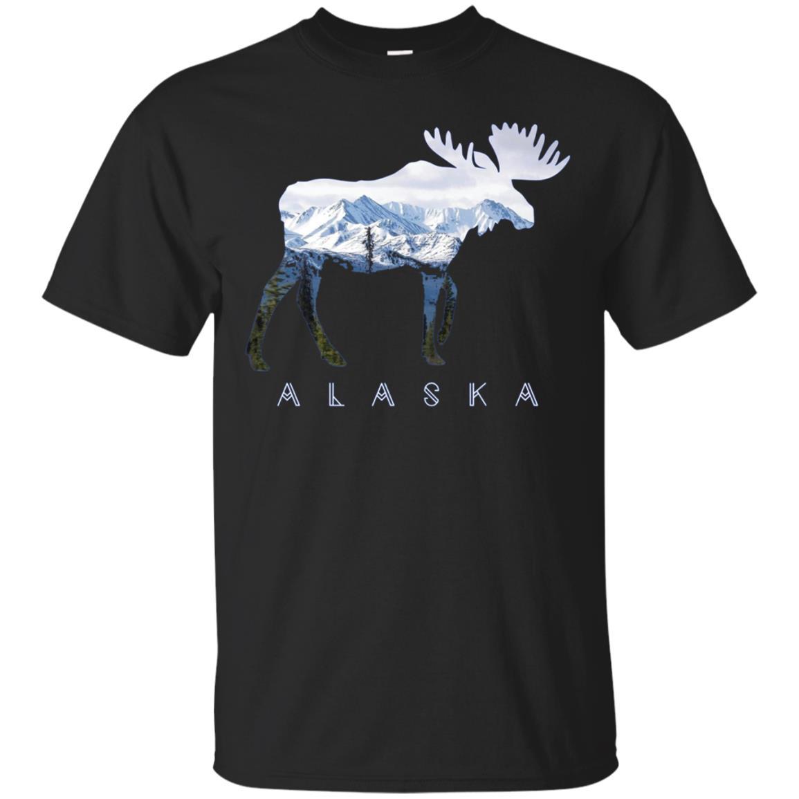 Alaska Day Moose Snowy Mountain T Shirt