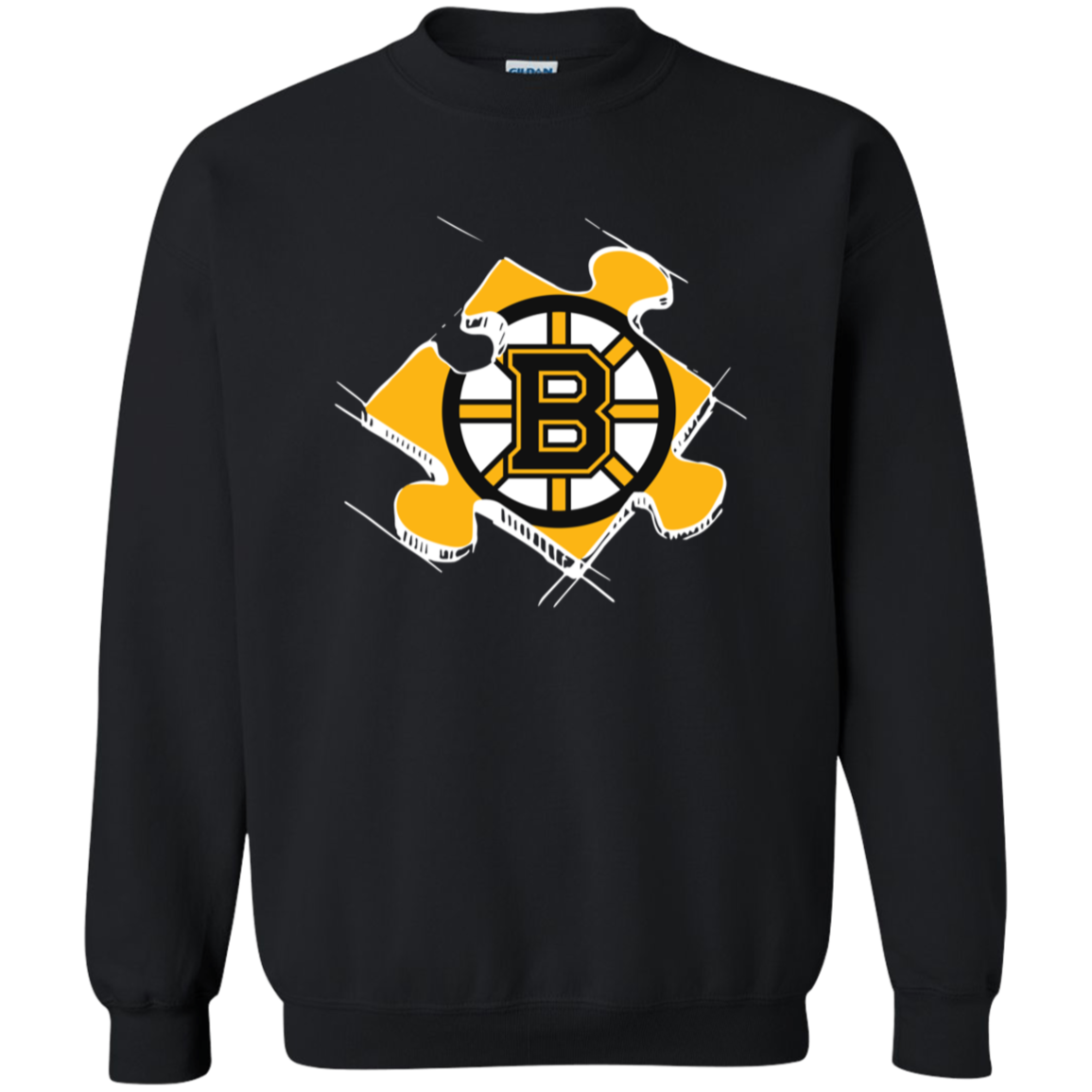 Boston Bruins Autism Puzzle G180 Crewneck Pullover 8 Oz. Shirts