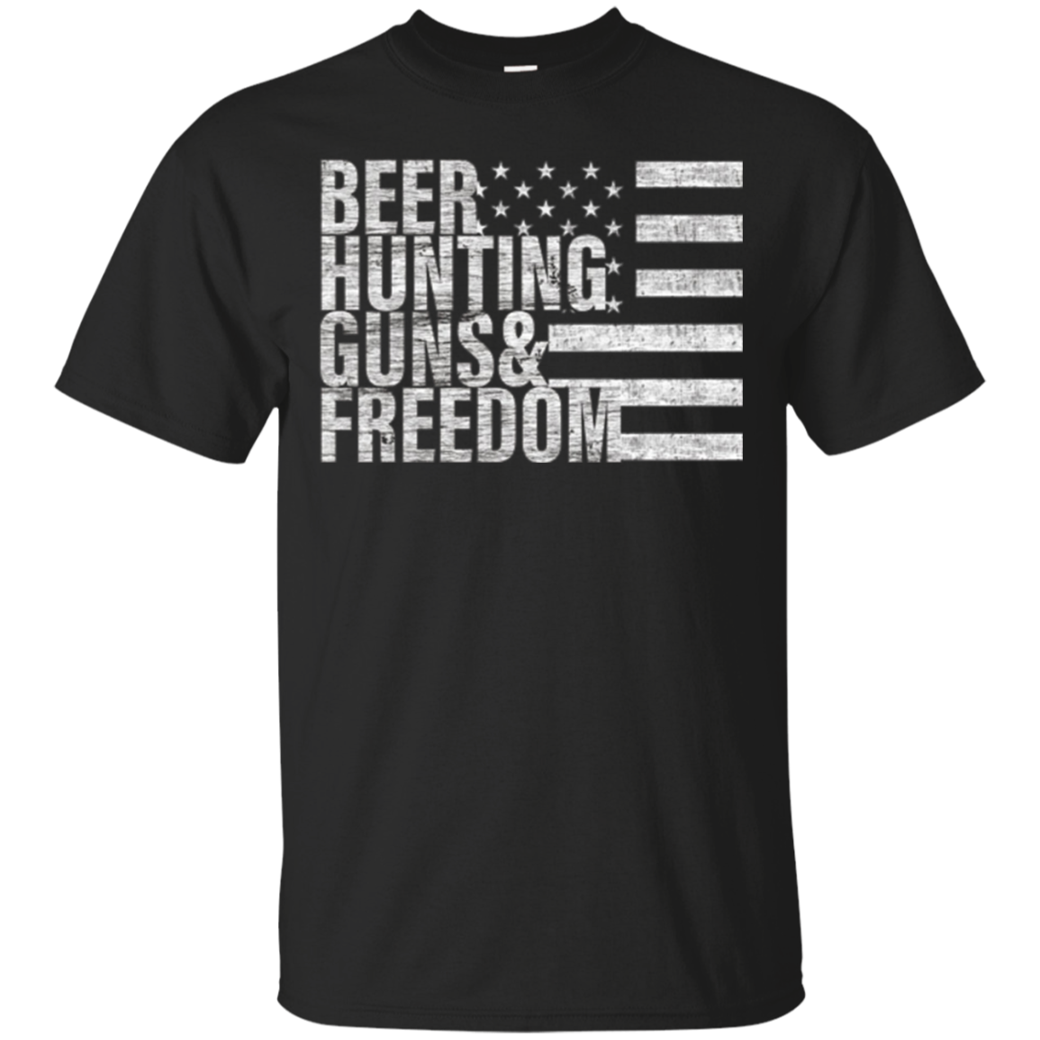 Beer Hunting Guns & Freedom T-shirt Flag Tee