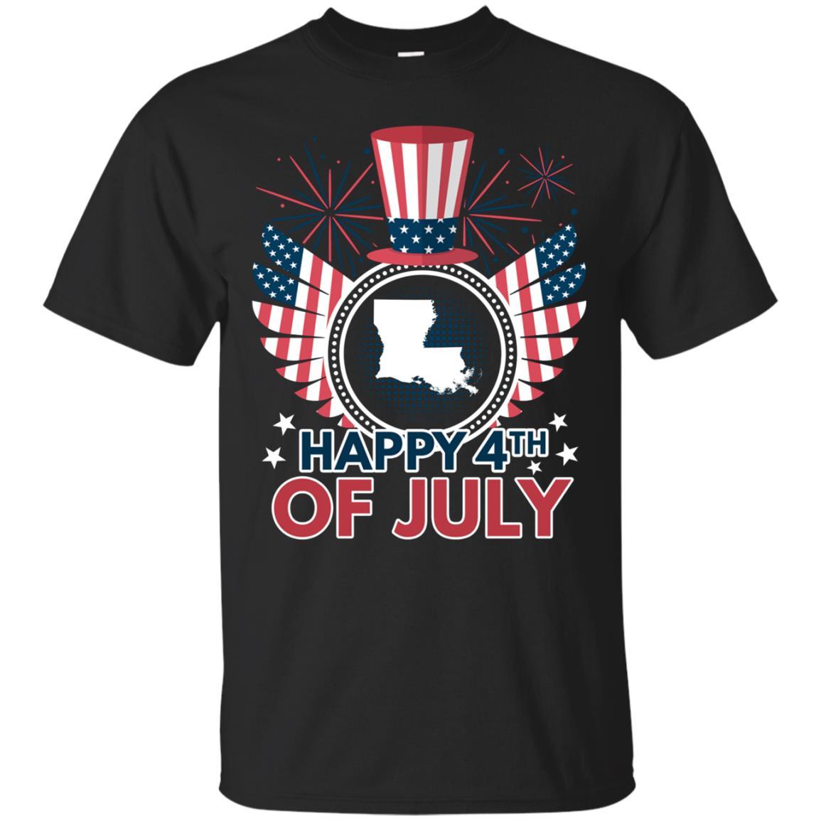 Happy Patriotic 4th Of July Louisiana Map T-shirt