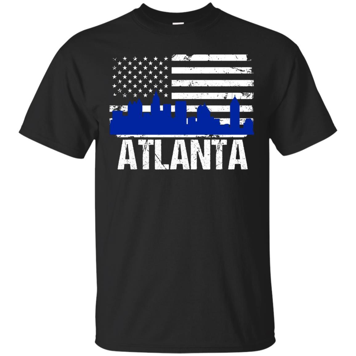 Atlanta Skyline Distressed American Flag Shirt