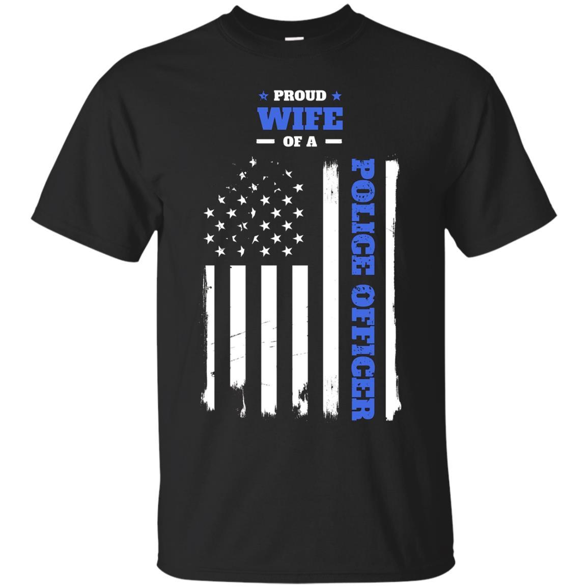 Proud Wife Of A Police Officer Distressed Flag T Shirt