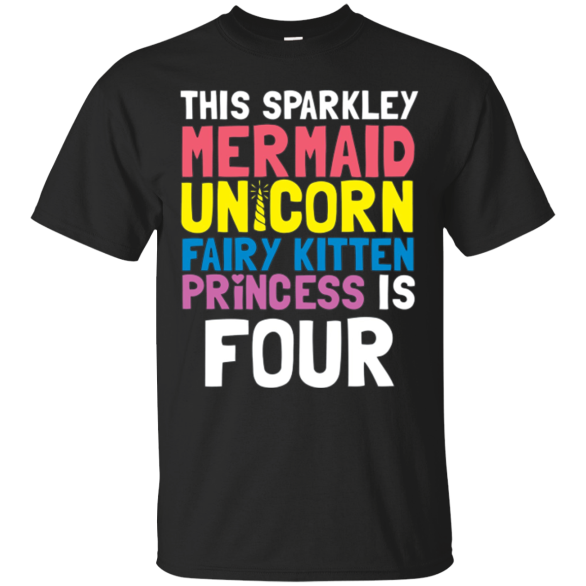  4th Birthday Girls Princess T-shirt Unicorn 4 Year Old