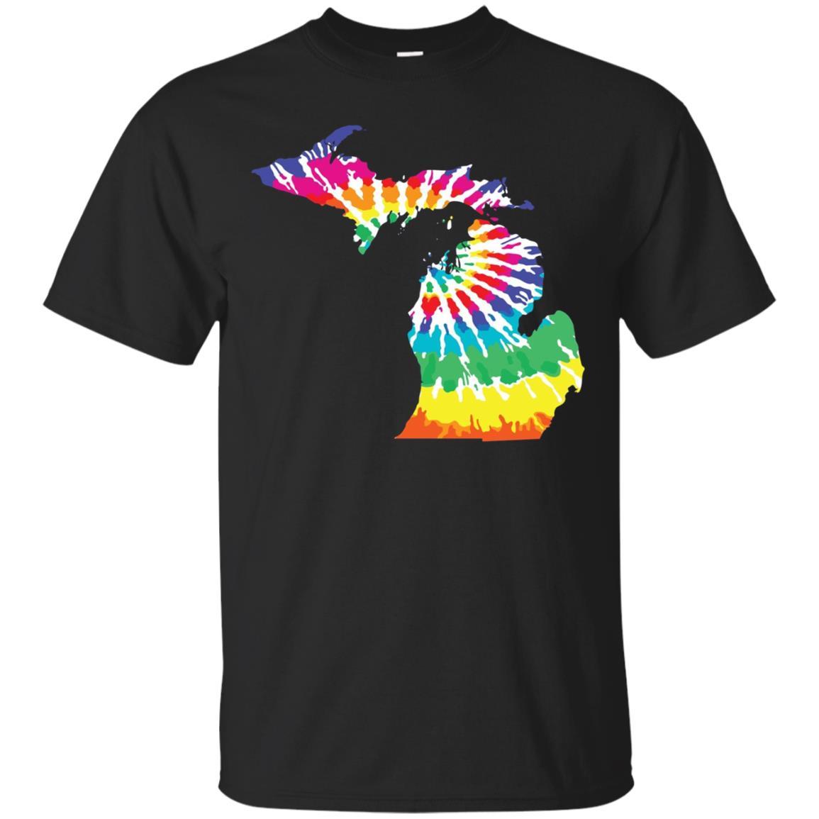 Tie Dye Michigan Tie Dyed Print State Shape T Shirt