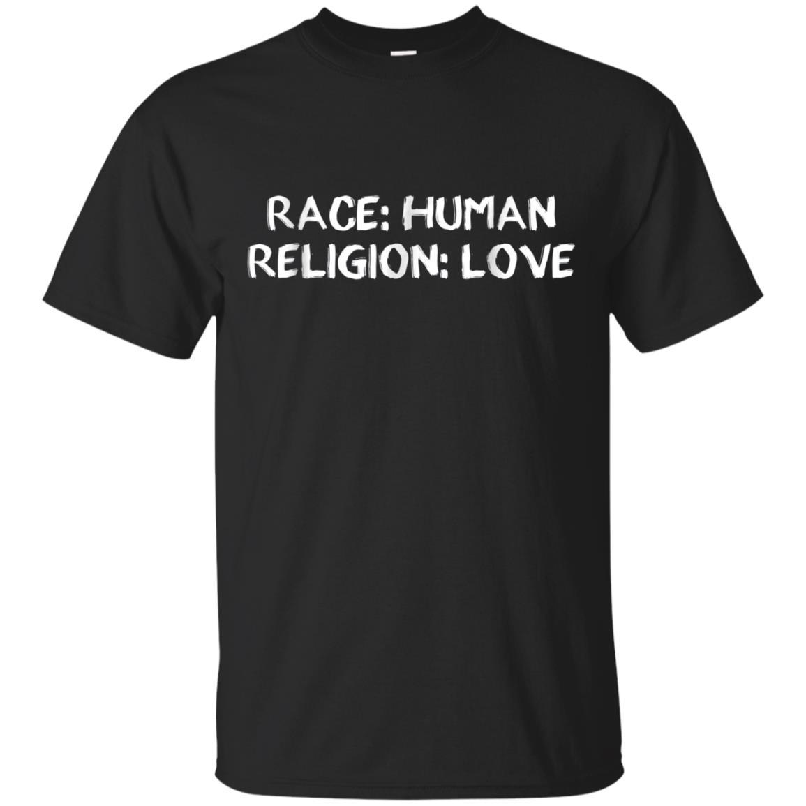 Race Human, Religion Love With Cool Lettering T Shirt