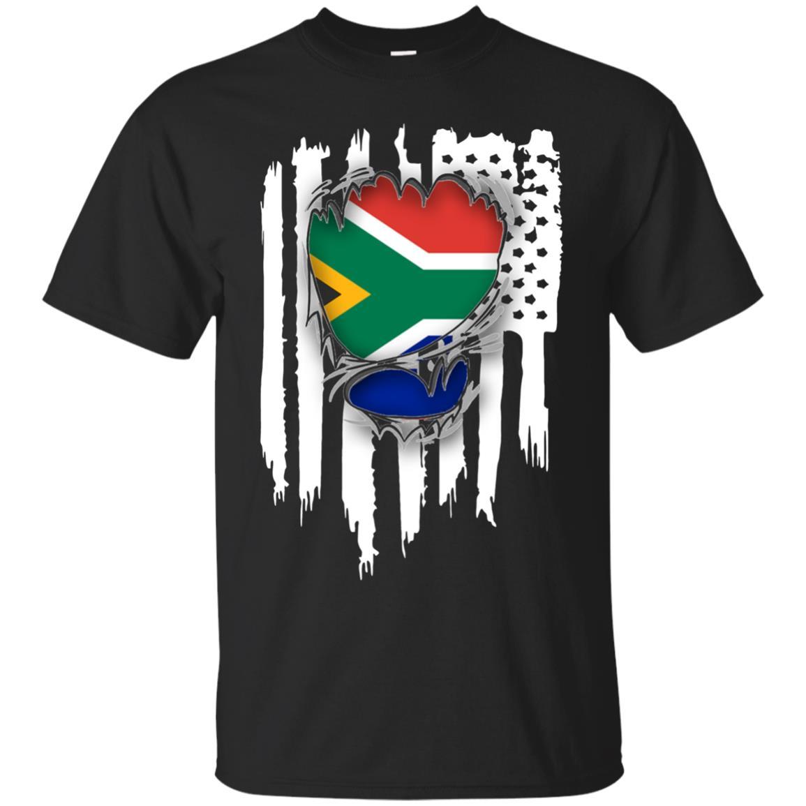 Half America Half South Africa Flag African Patriot T Shirt