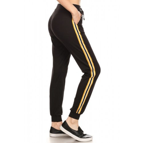 womens joggers with side stripe