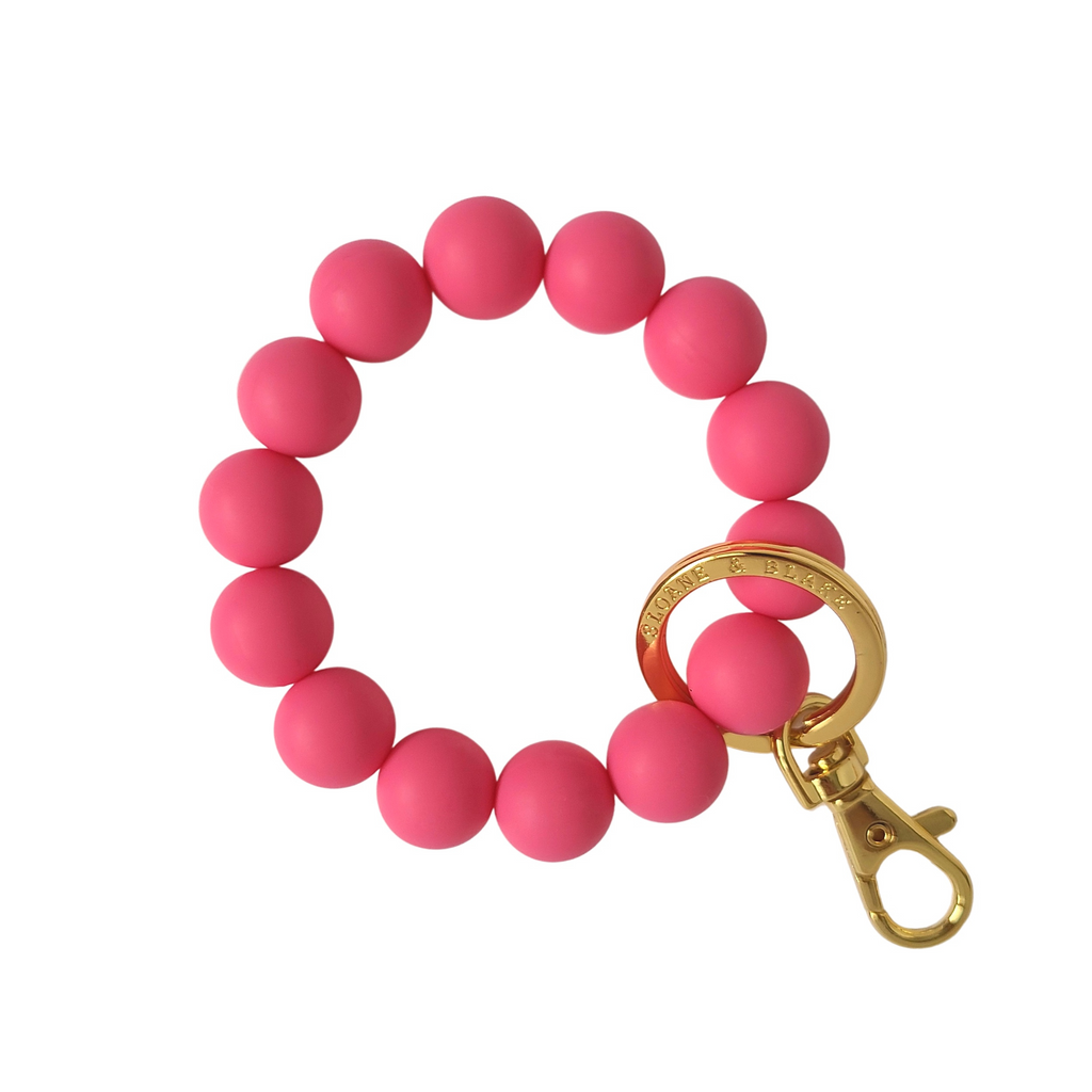 Personalized Silicone Keyring Bracelet with Circle  Bauble Sky