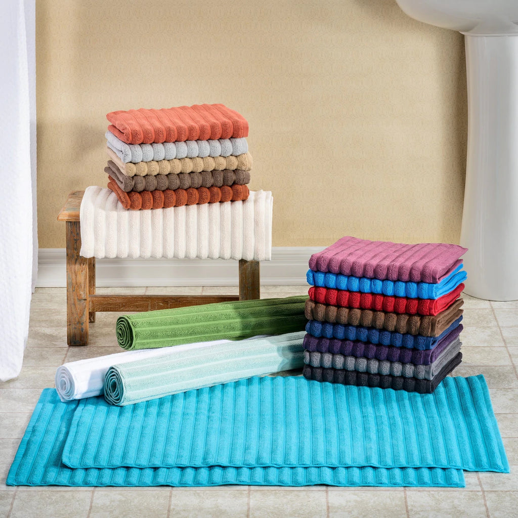Bathroom Mat Made of Linen Cotton Blend Fabric, Terry Bath Mat