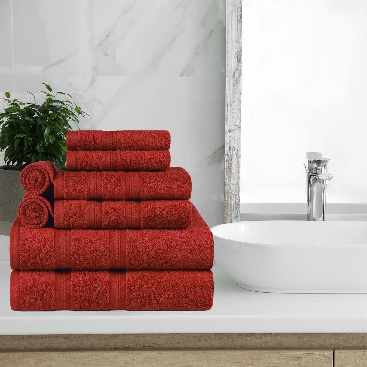 Superior 8pc Soft Zero Twist Cotton Ribbed Plush Towel Set 