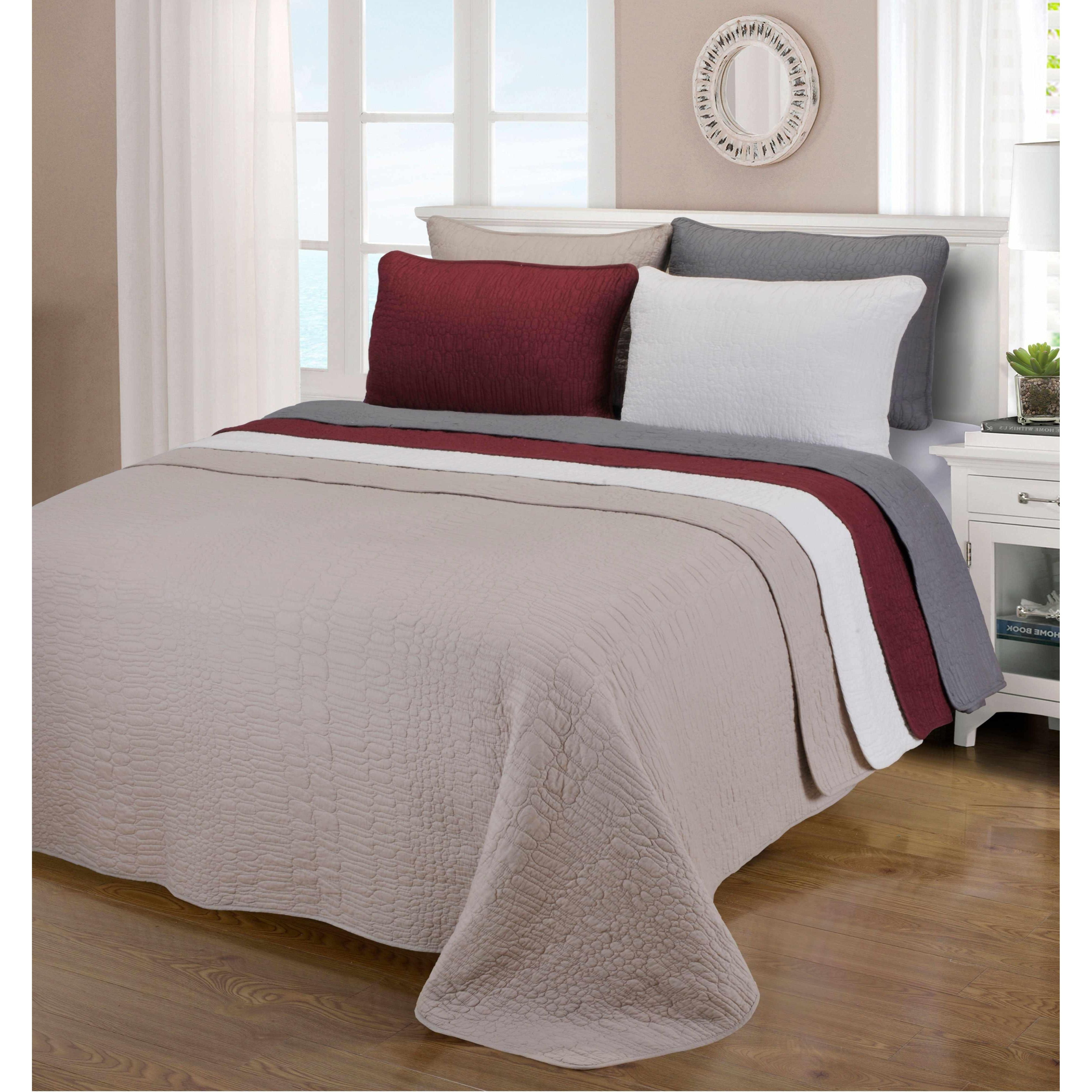 McKinley Fine Stitched Cobblestone Cotton Quilt Set - Home City Inc ...