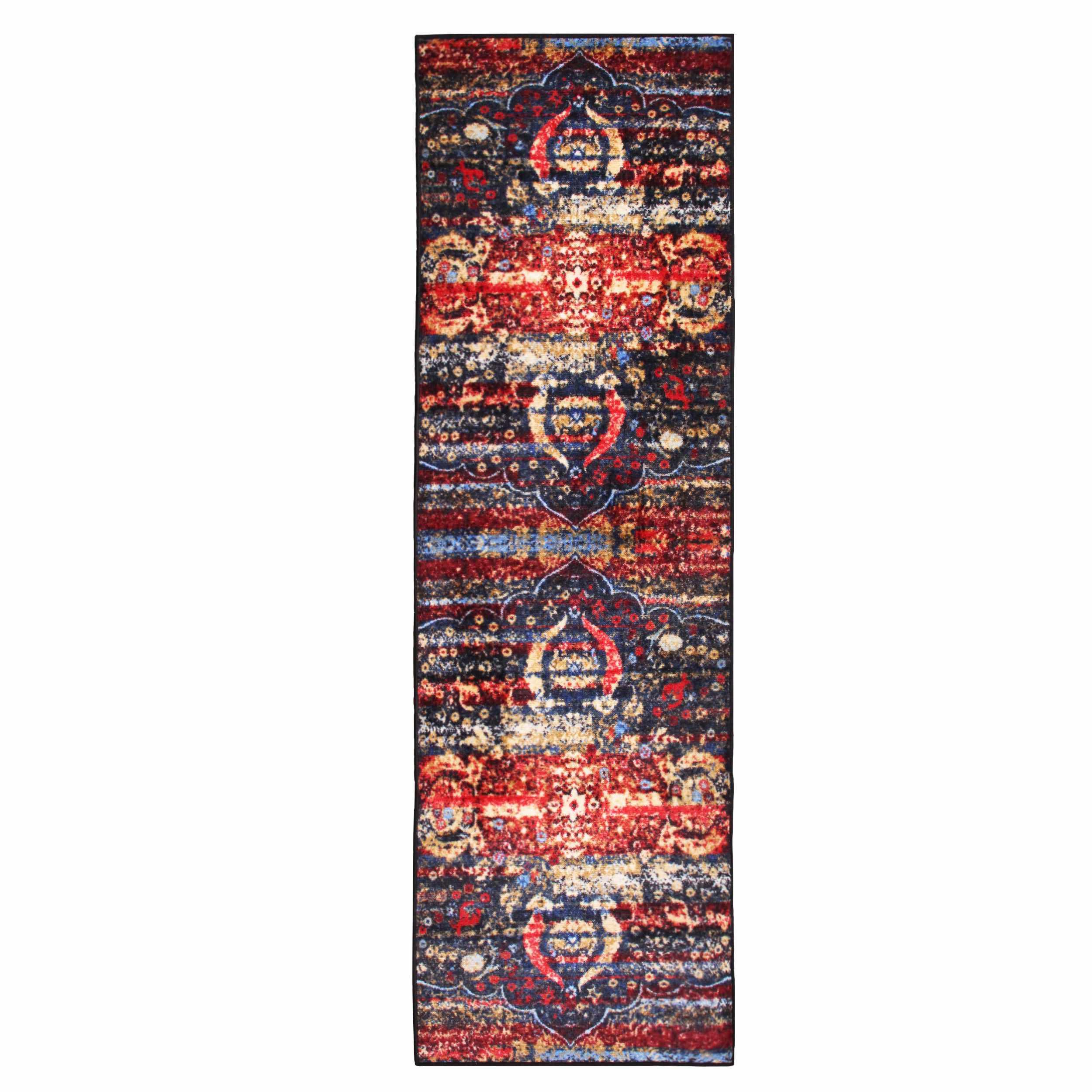 Oswell Medallion Indoor Washable Area Rug-Rugs-Superior-Multi-Colored-2.6x8-Home City Inc