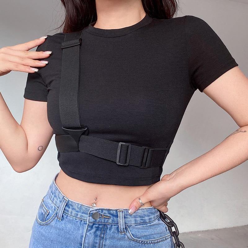 Database Belt Crop Top - Women's Techwear Clothing | HA3XUN