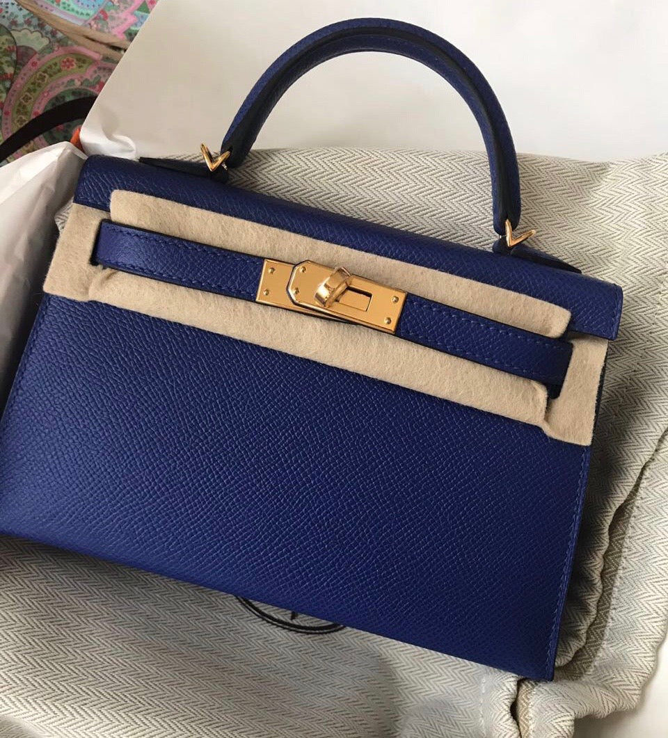 blue hermes mini kelly