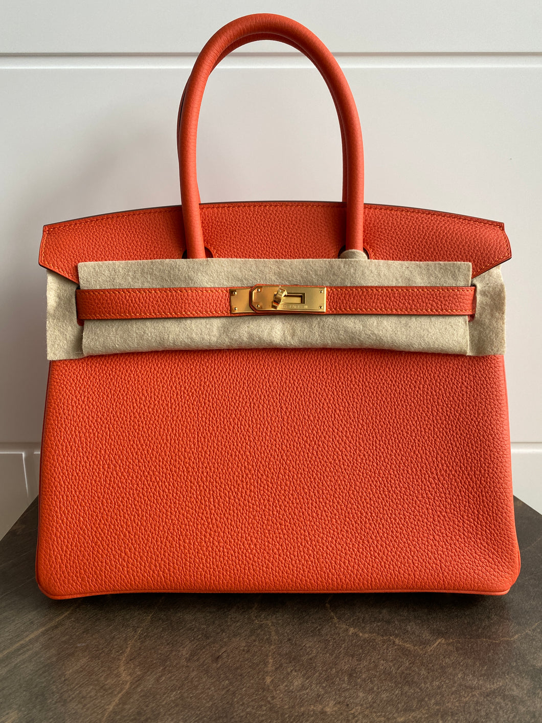 Hermes Birkin 30 Orange Poppy Clemence Gold Hardware #T