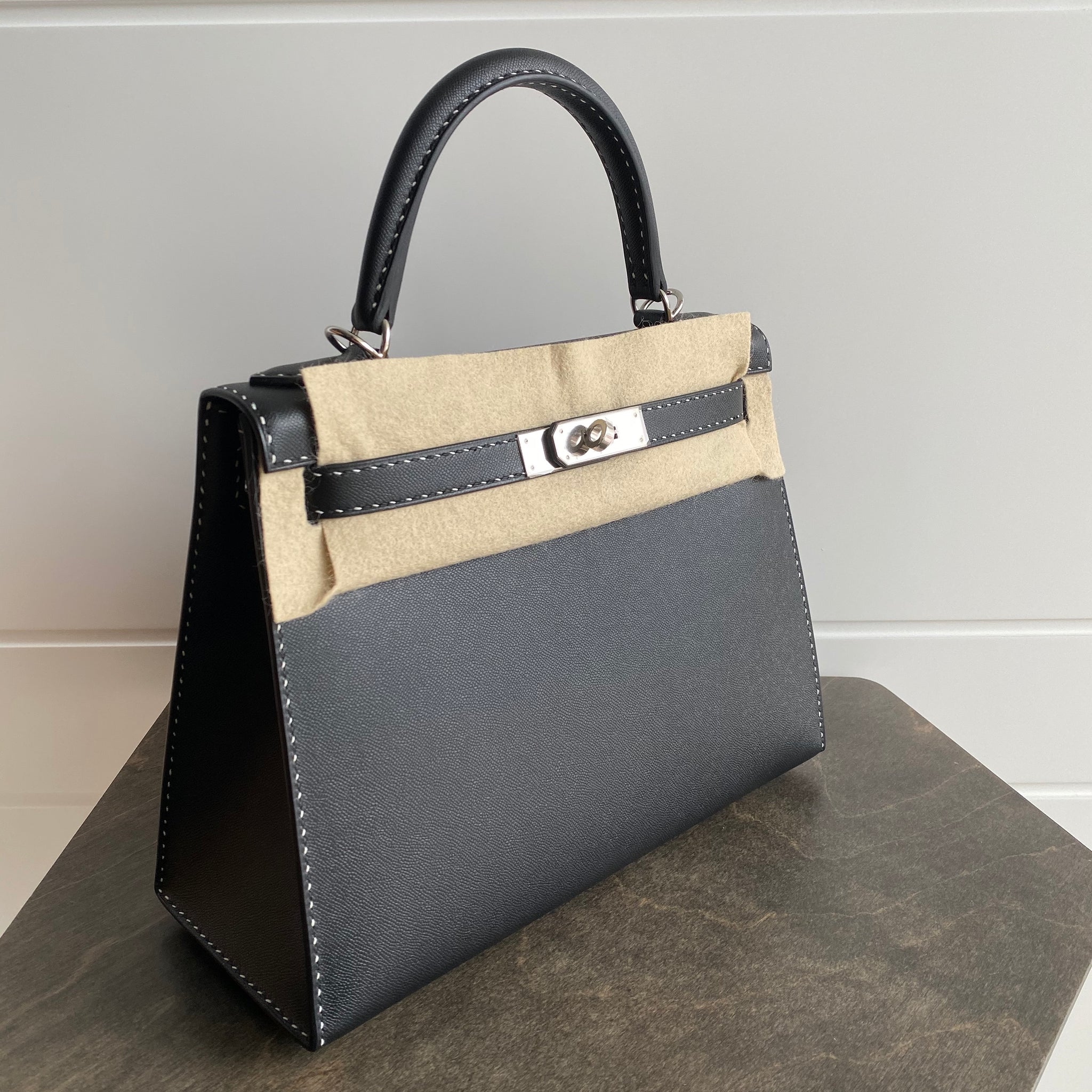 hermes kelly black silver