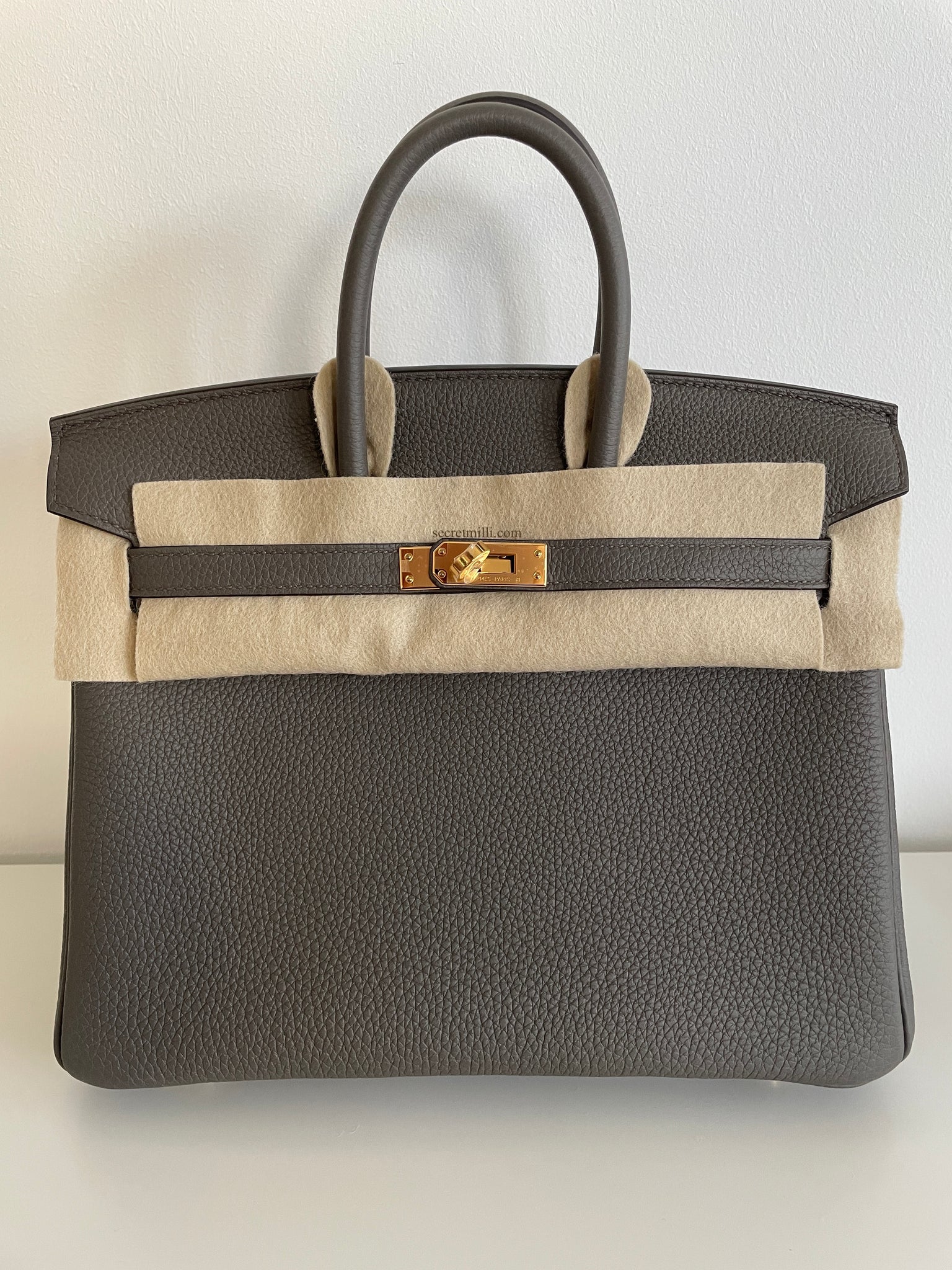 hermes birkin 25 etain togo gold