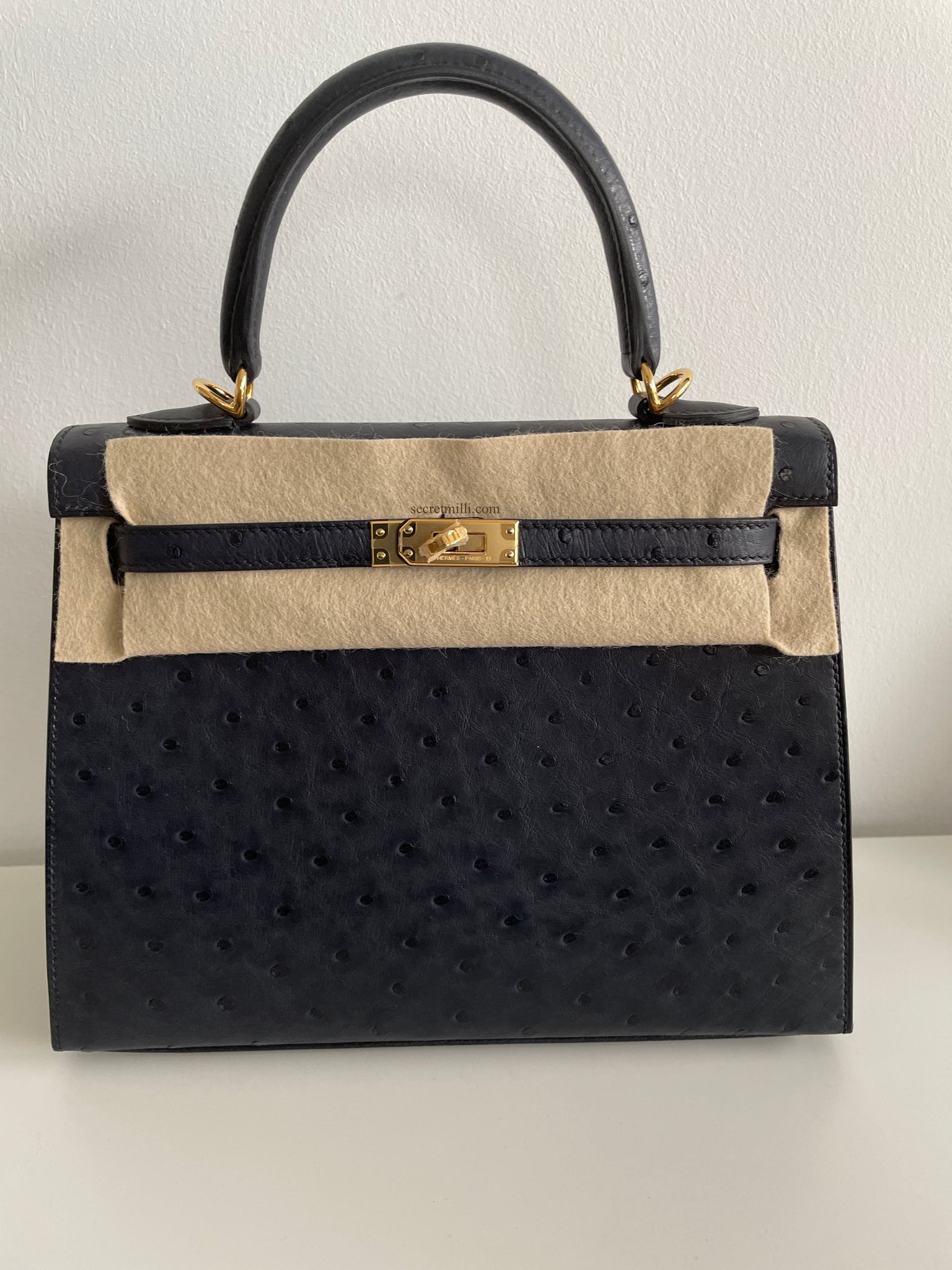 hermes blue indigo ostrich