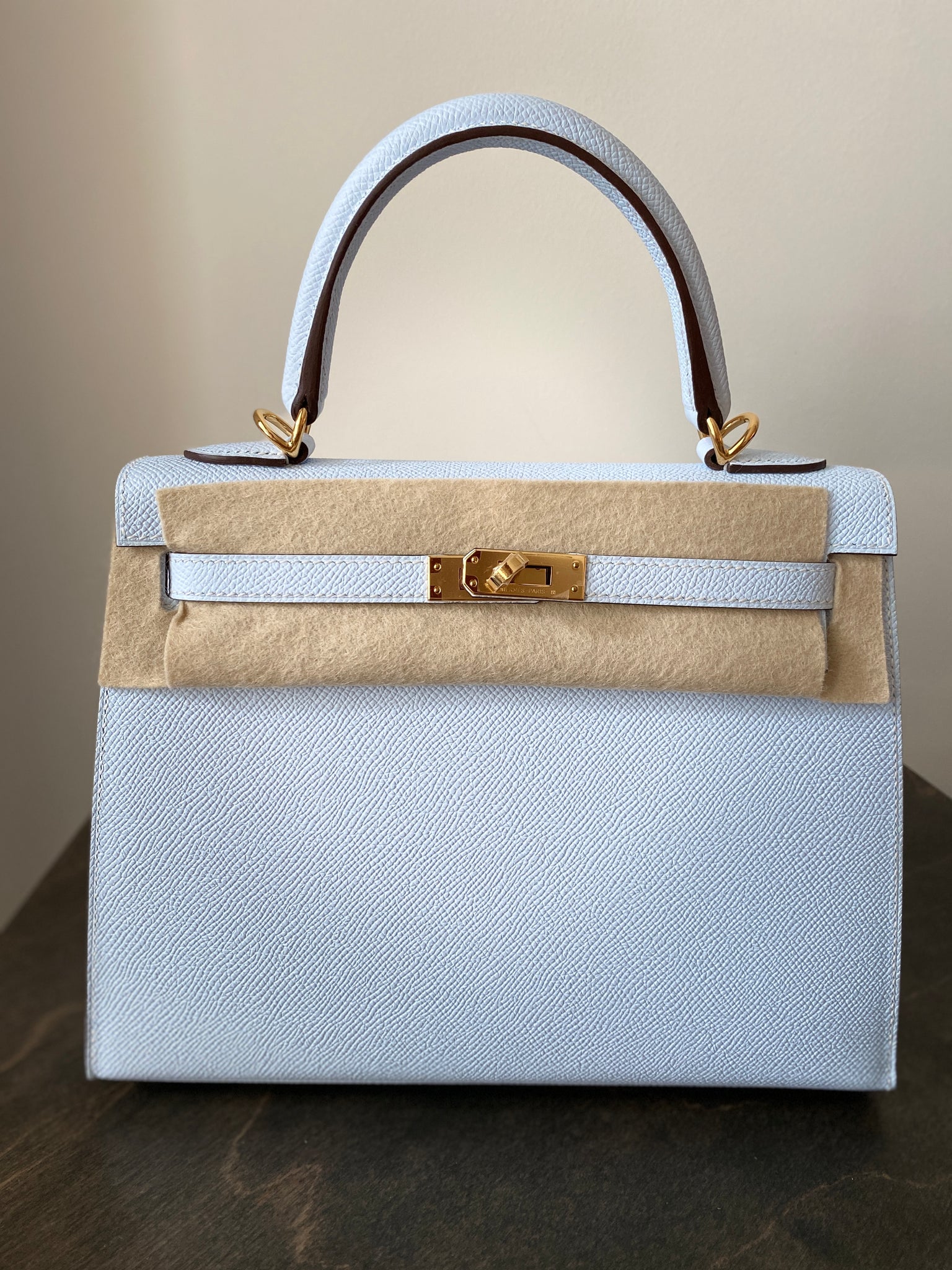 hermes kelly blue brume