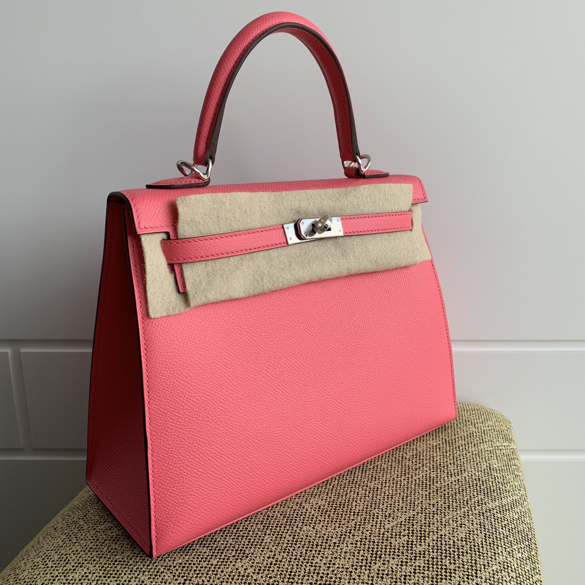 Hermes Kelly 25 Rose Azalee Epsom With 