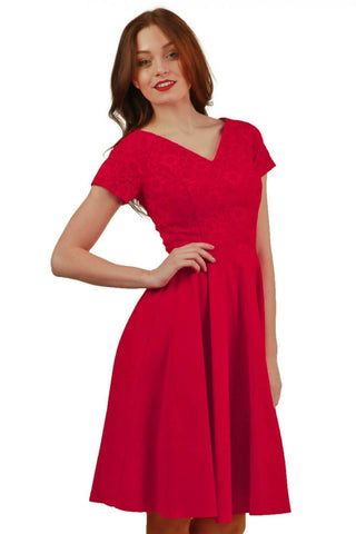 Abberton Lace Swing Dress in red lace