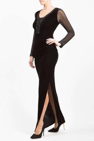 Isabella Velvet Dress in black 
