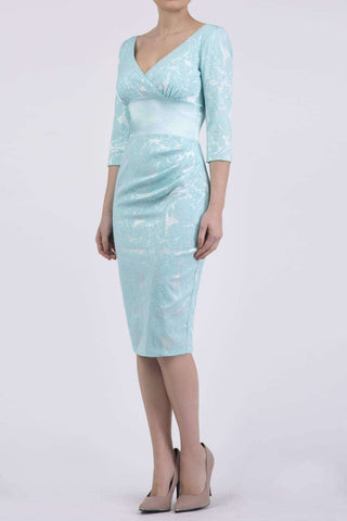 Stamford Satin Dress in Light Turquoise