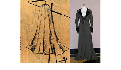 trumpet dress and drawing of skirt 