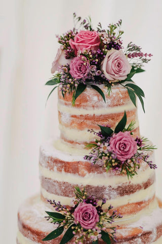 wedding cake with flowers on it 