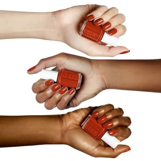 three arms, pictured, showcasing a each model wearing ESSIE nail varnish in playing koi.