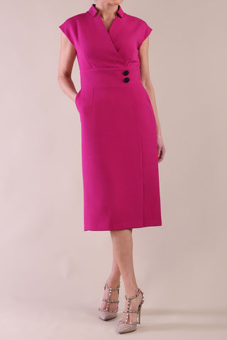 women wearing a diva a-line dress with hand in pocket