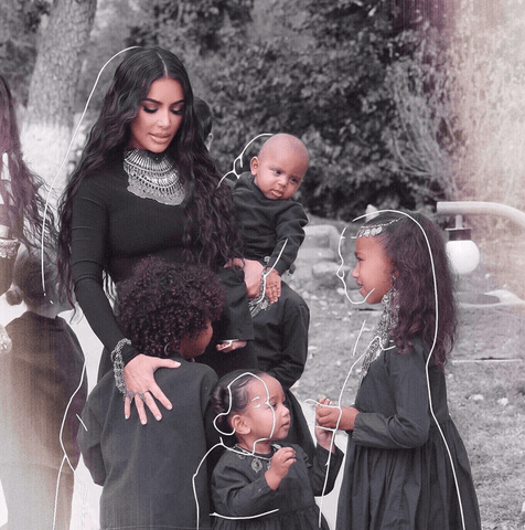 Kim Kardashian with family in photograph