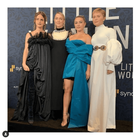 cast of little women on the red carpet for movie premier 