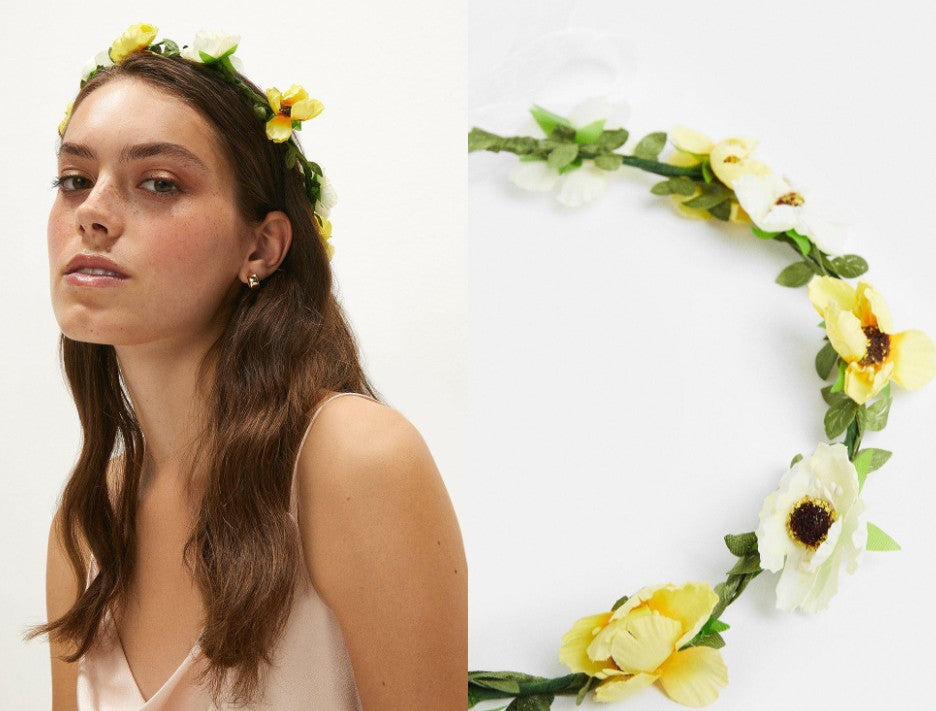 two images showing the Coast Mini Floral Hair Crown.