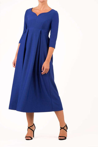 Diva seaton midi swing dress in cobalt blue 