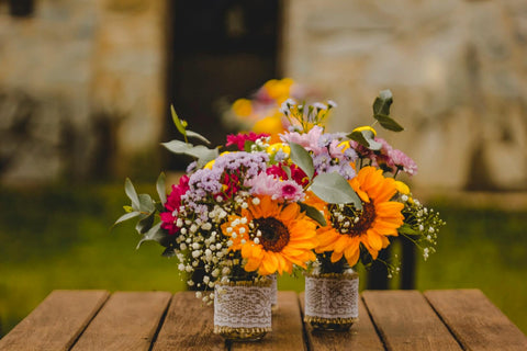 colourful flowers, sunflowers, bouquet 