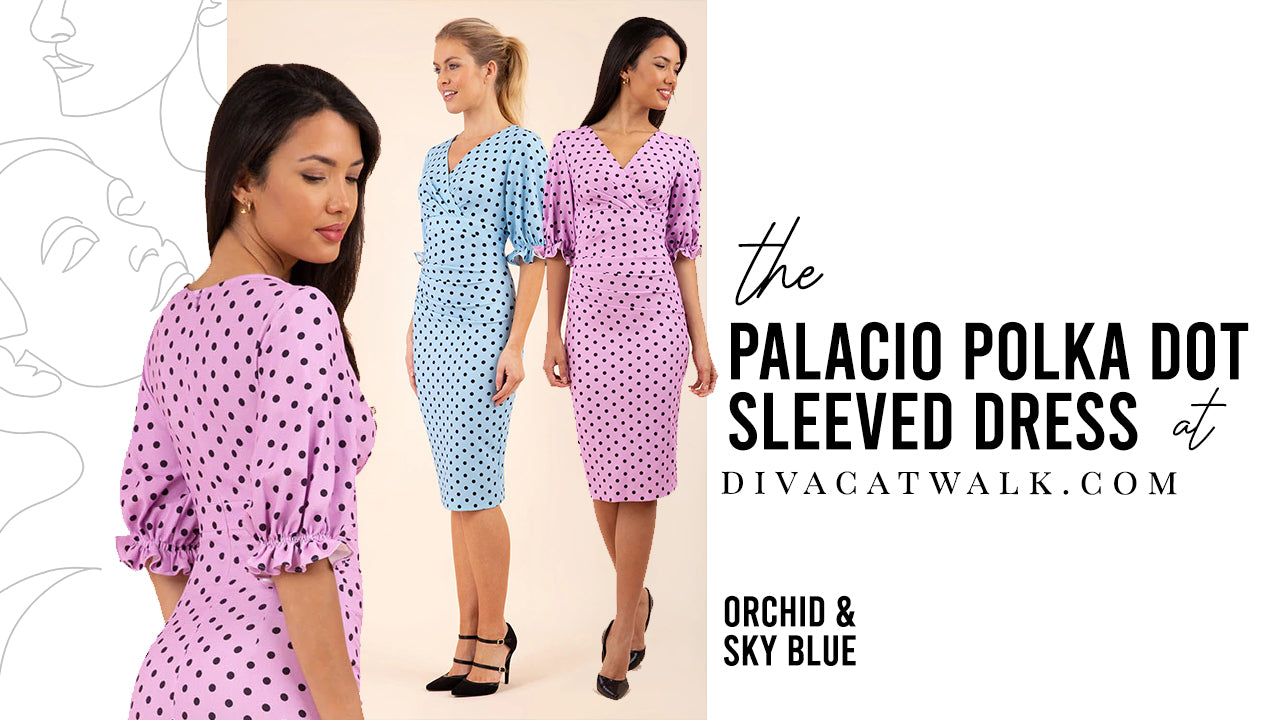 models pictured wearing the Palacio polka dot dresses from Diva Catwalk