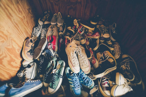 a pile of old trainers 
