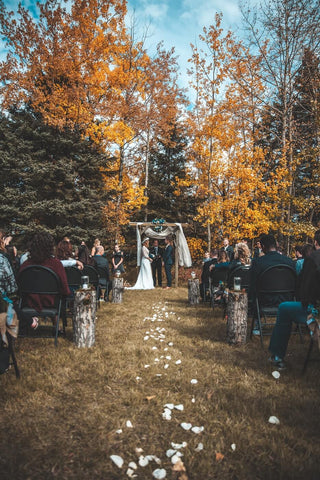 wedding in the woods in Autumn 