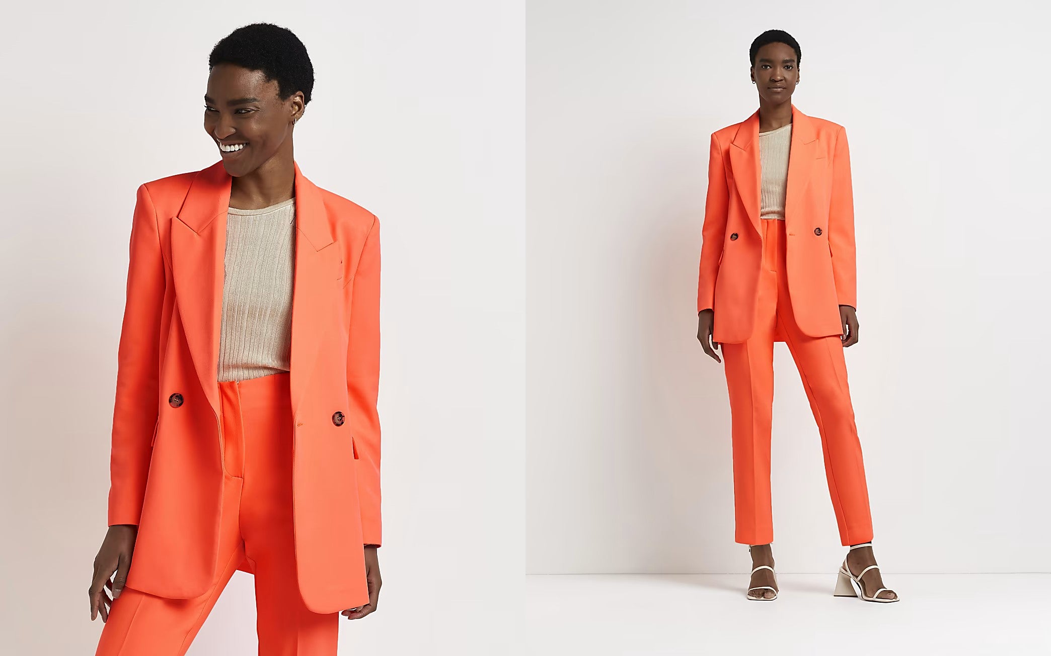 river island coral structured double breasted blazer