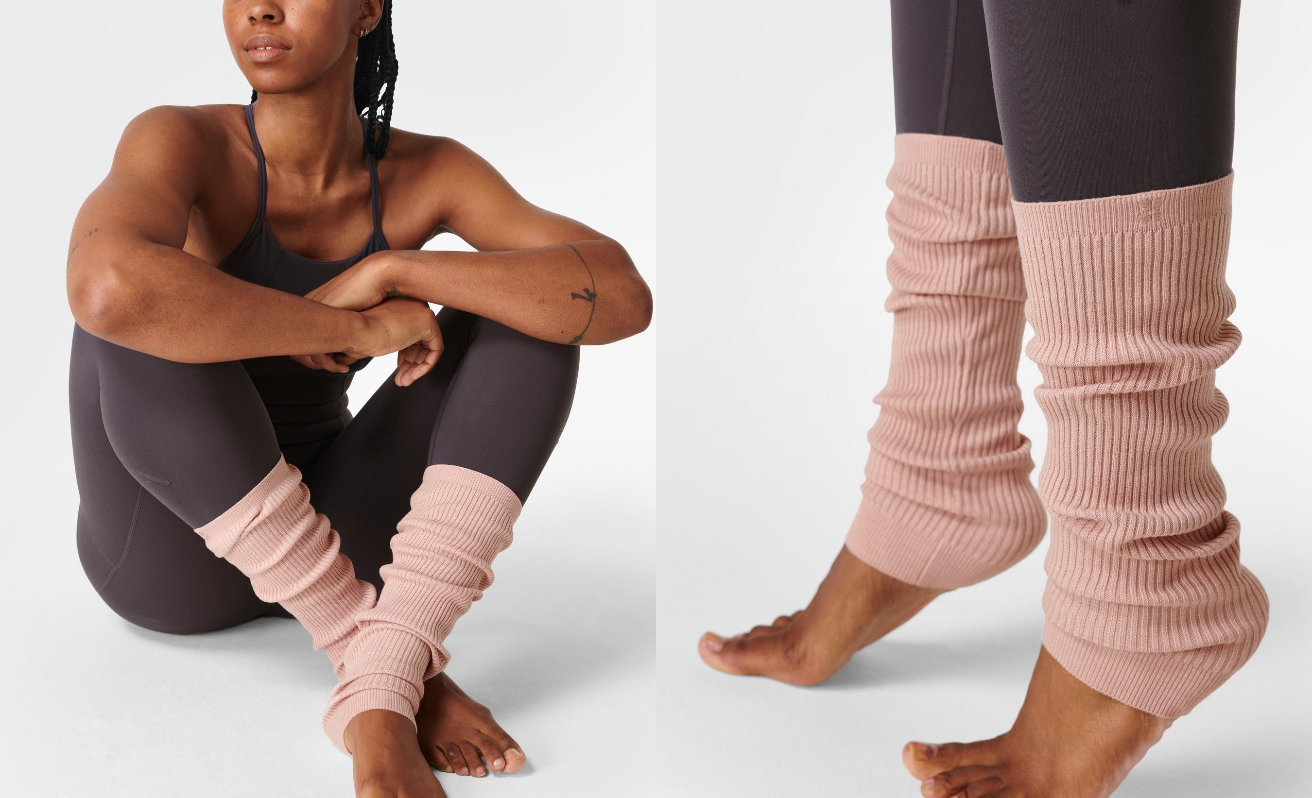 website images showcasing Sweaty Betty Ankle Warmers.