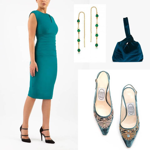 Seed Fitzrovia Sleeveless Dress with earrings shoes and handbag 